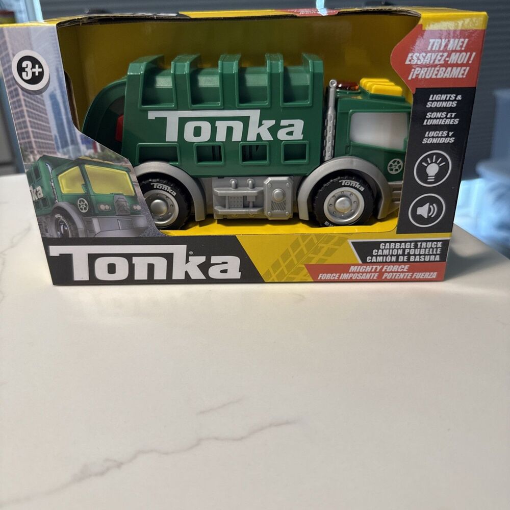 TONKA GARBAGE TRUCK MIGHTY FORCE REALISTIC LIGHTS & SOUNDS-NEW SEALED